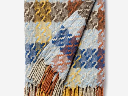 Noor Wool Blanket - Blue & Orange